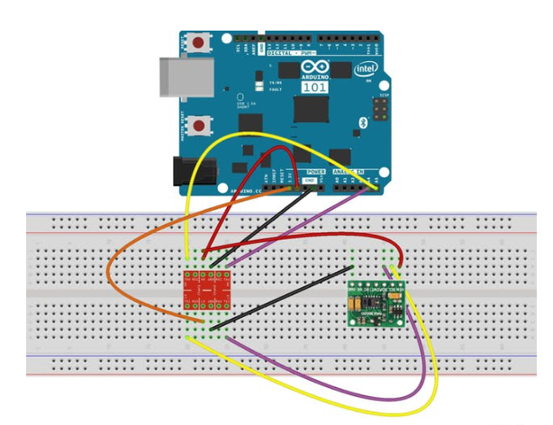 Connection schema for the MAX30100 with Arduino 101