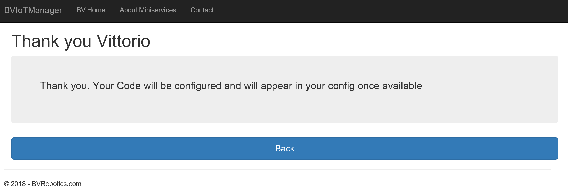 This page appears after the create Alexa UID button has been pressed in the main page