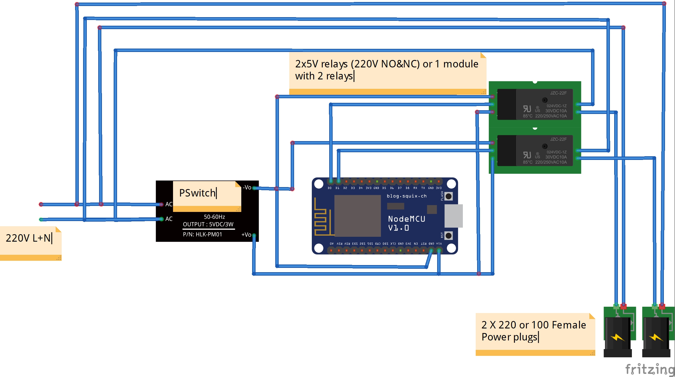 The PowerPlug Fritzing diagram
