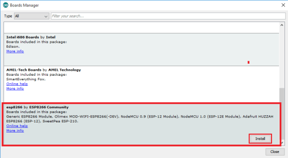 Installing the esp8266 board support