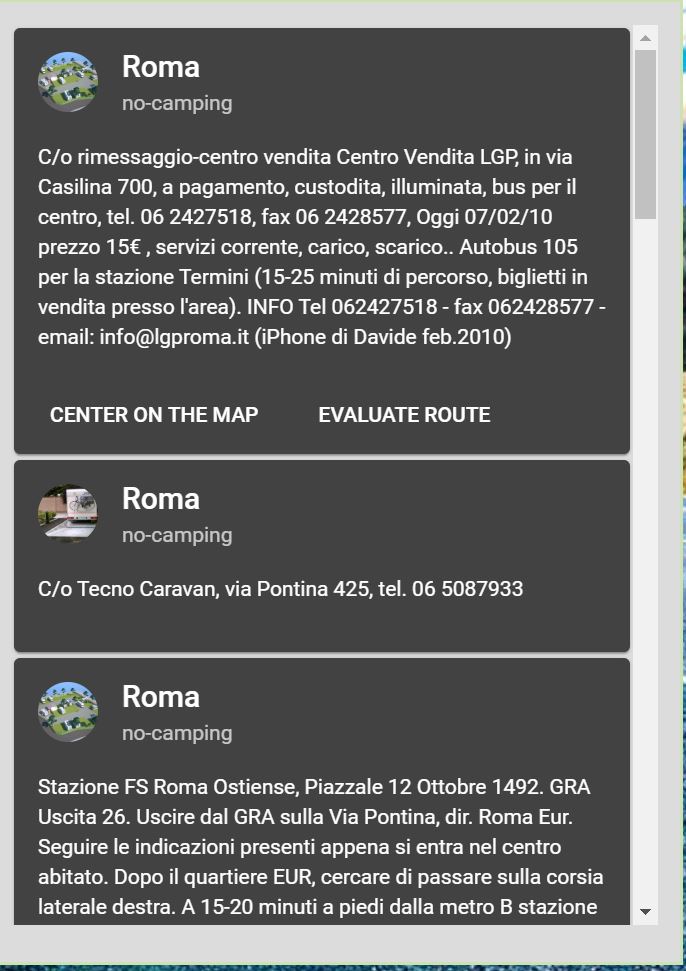 RVPlanner search results