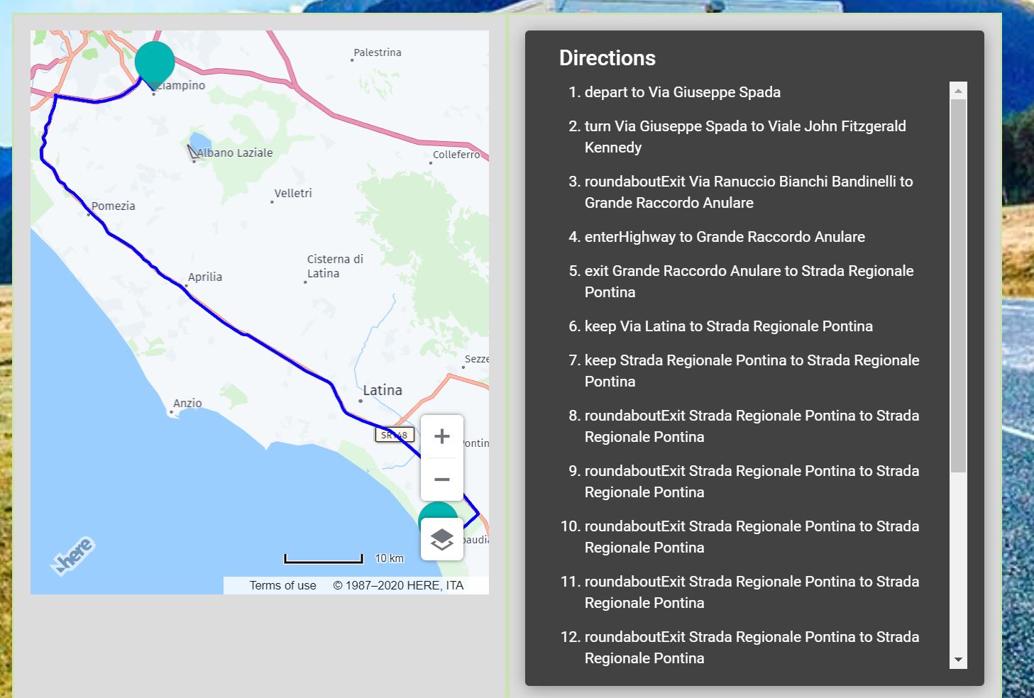 Error message when you evaluate a route without an origin