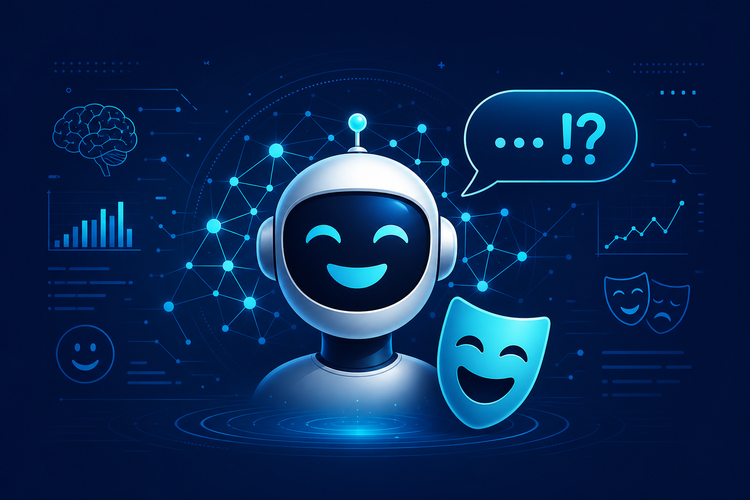 Illustration representing AI attempting to understand human humor