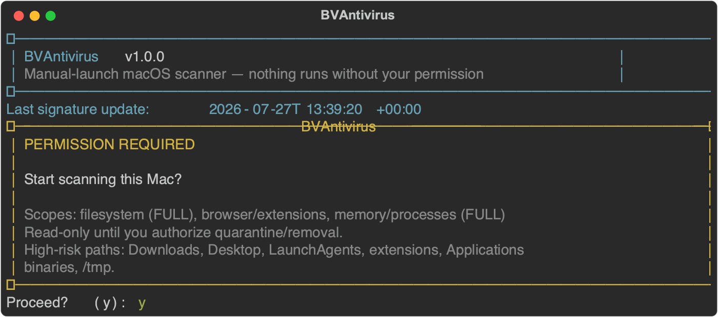 BVAntivirus permission prompt screenshot