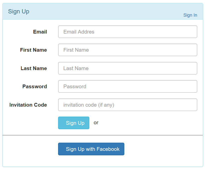 sign-up button in miniservice BVioTManager web-app